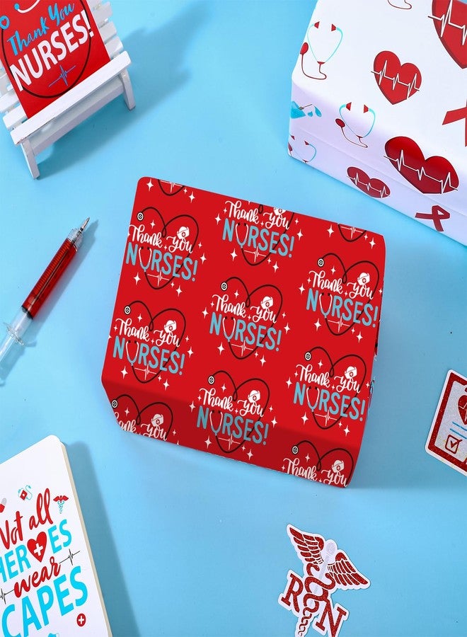 Whaline 12 Sheet Nurse Wrapping Paper - Medical School Assorted Design Gift Wrap 27.6 x 19.7 Inch - Healthcare Stethoscope Printed Folded Packing Paper for Doctors Party Favors - Image 3